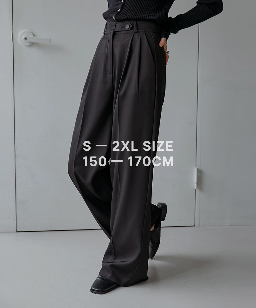 커먼유니크 [+기모ver/S-2XL/숏,기본,롱 기장옵션] 콤마 핀턱 와이드 슬랙스 - 2 타입 (당일배송/봄/간절기/겨울/양기모/기모/하객룩/오피스룩/블랙/브라운/그레이/베이지/빅사이즈)