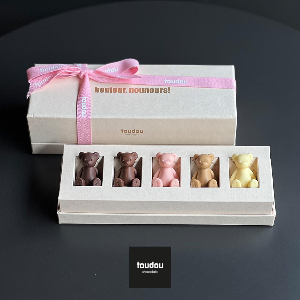 bonjour ﻿nounours 누눅스 🐻 곰초콜릿 ﻿(ver.basic)-아이보리 박스 [원산지:프랑스]