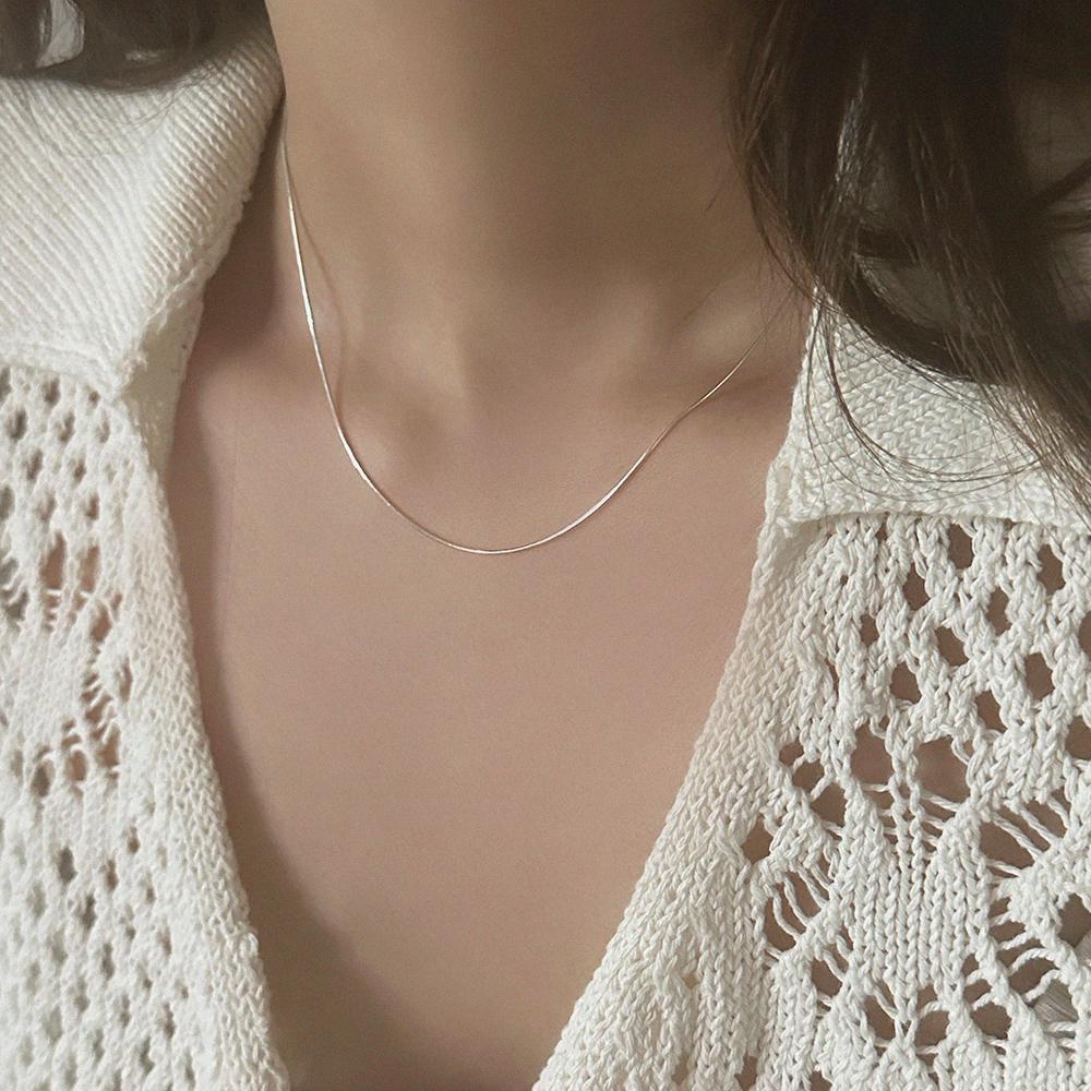 (실버925) silky necklace 얇은 뱀줄 스네이크 체인 목걸이