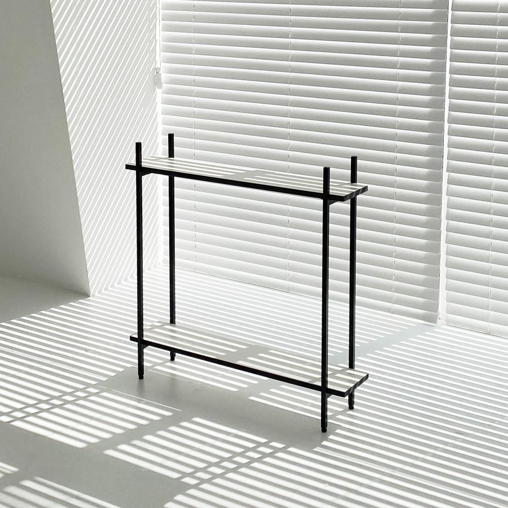 철제 화이트 HPM 에코보드 2단 사이드테이블