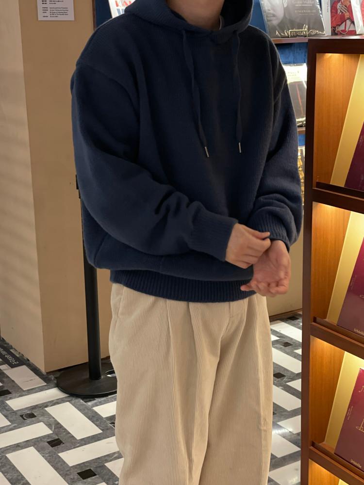 남자 데일리 오버 후드 니트y
