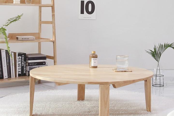 접이식 원목 브런치 원형 좌식 테이블 2size (2color)