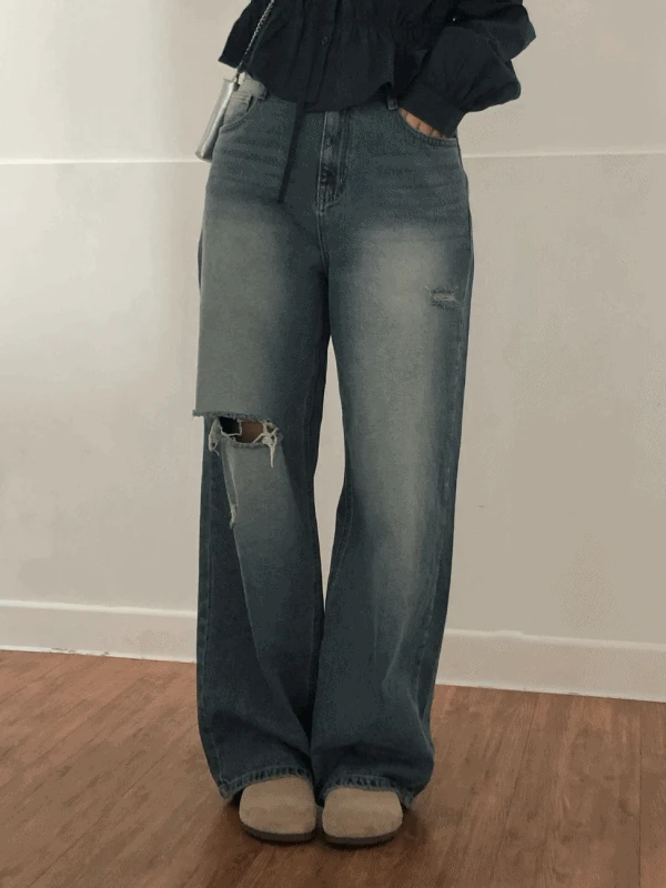 니모 찢청바지 와이드데님