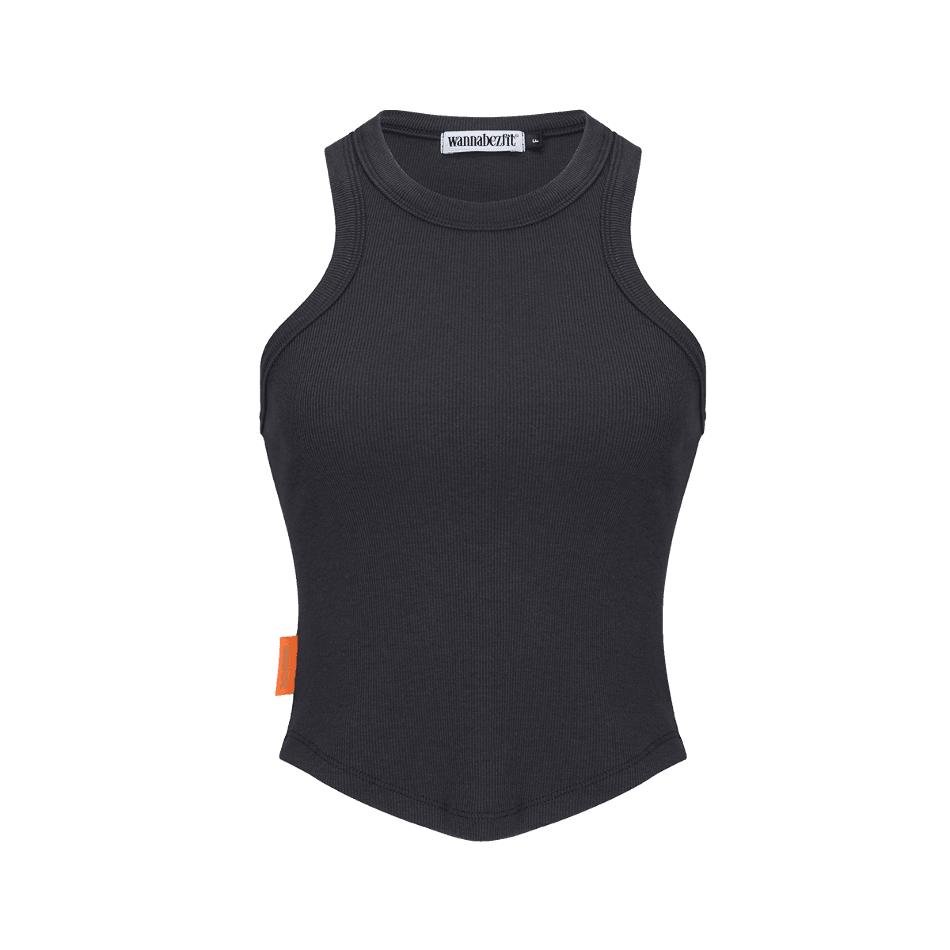 슬릭 홀터넥 크롭 탱크탑 차콜