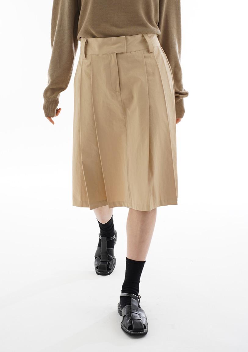 로우라이즈 코튼 플리츠 스커트