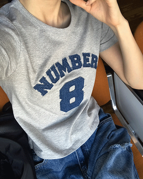 넘버링 데님 패치 티셔츠