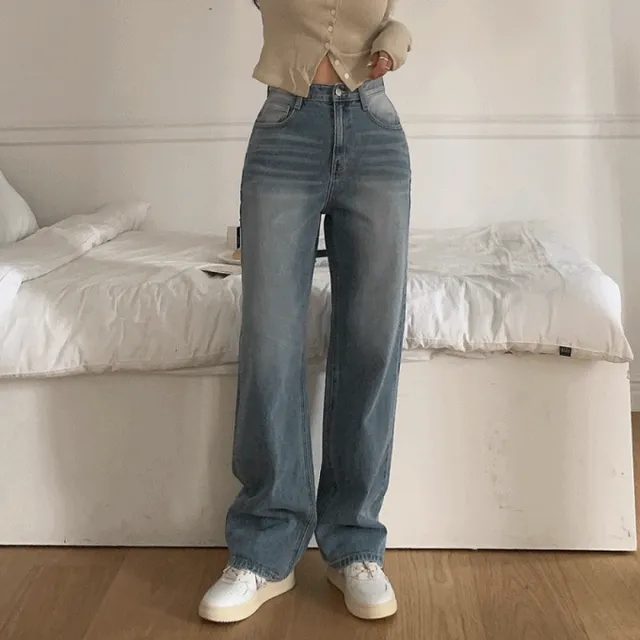 [ 깔끔핏/3컬러 ] 크엔 하이웨스트 일자 와이드 데님 팬츠