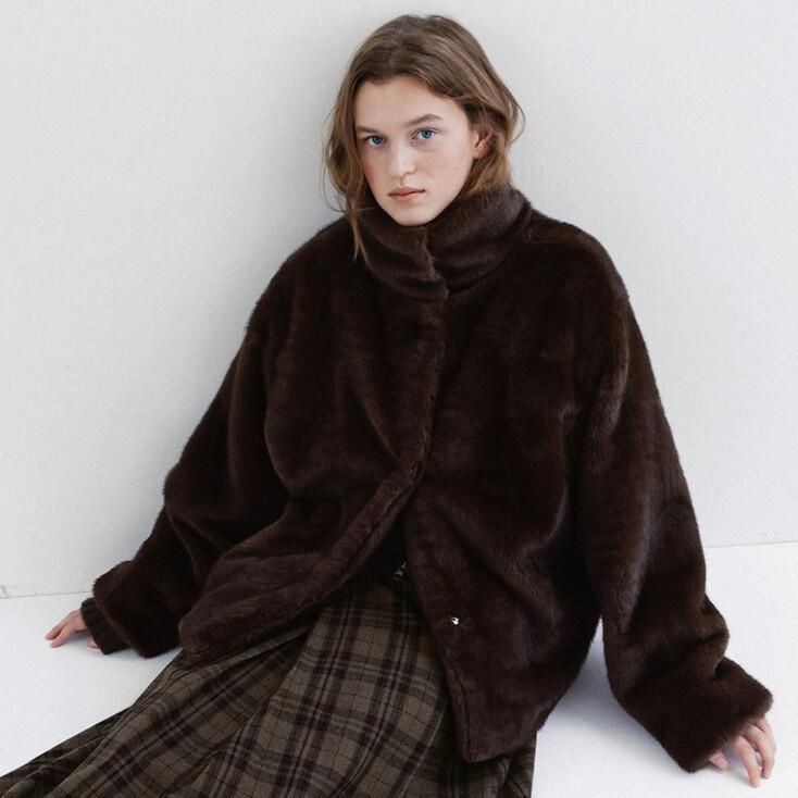 2way fur coat (brown)