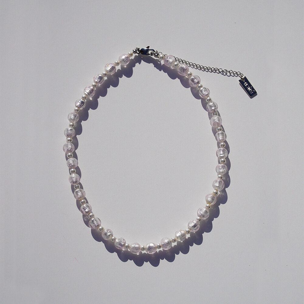 8mm silver in the glass necklace_pink 은 목걸이