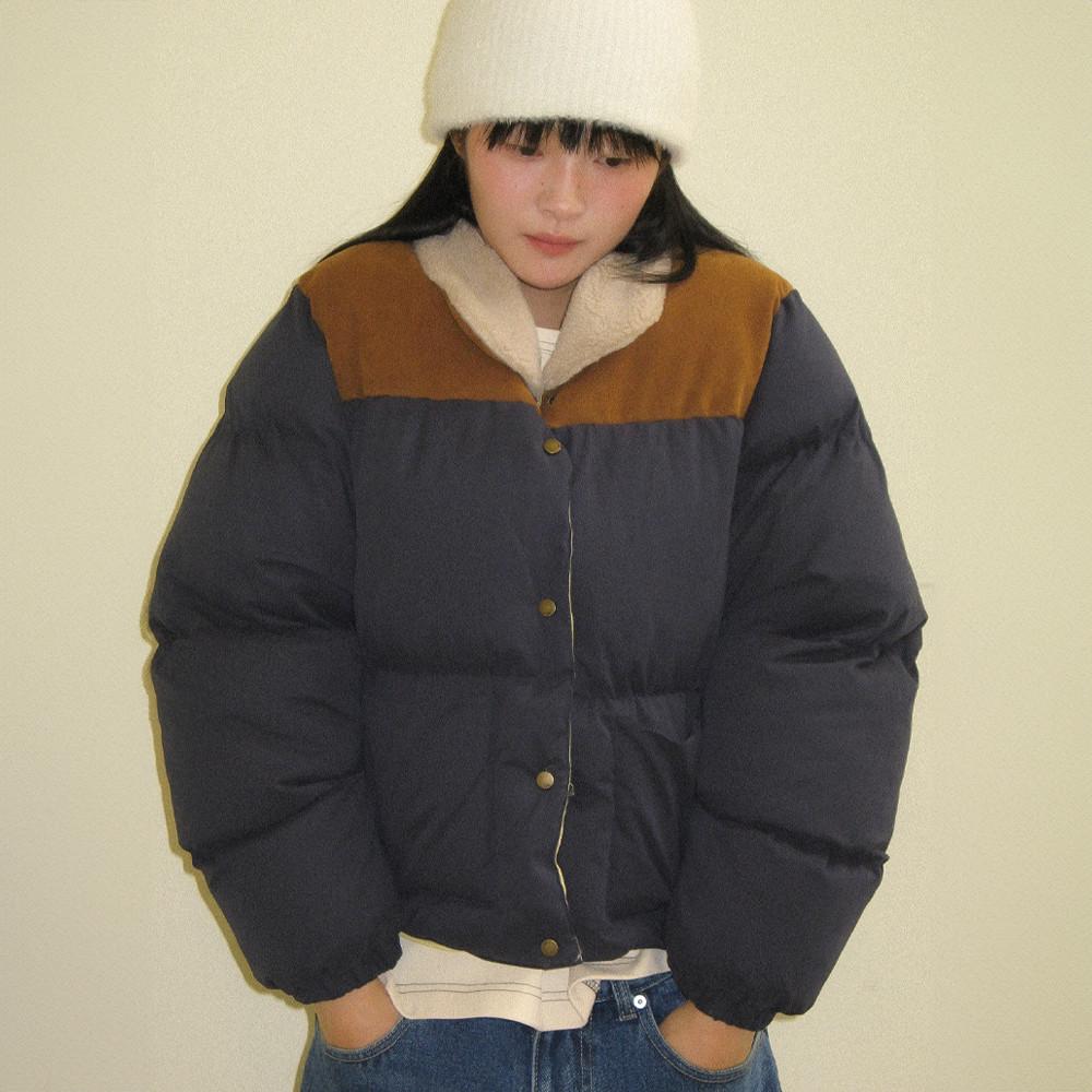 SUEDE BLOCK PADDING NAVY