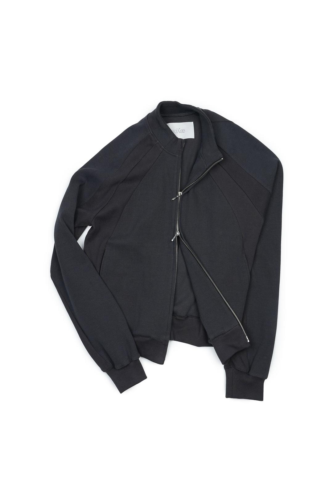 Irregular Rib Zip-up Jacket  _ Charcoal