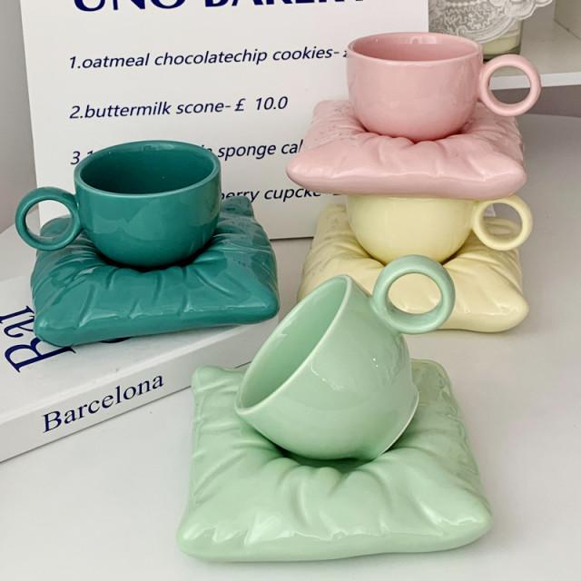 [모모피너츠] 양탄자 머그컵세트 귀여운 찻잔 머그컵 플레이트﻿ 카푸치노 홈카페