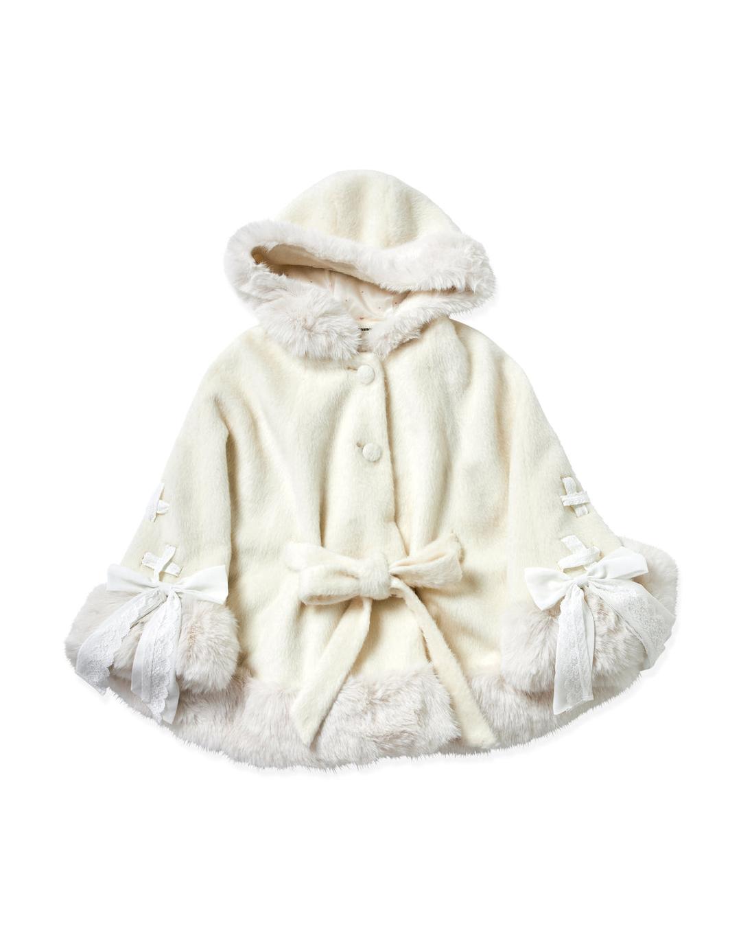 Milky Sugar ribbon poncho コート - WHITE / M