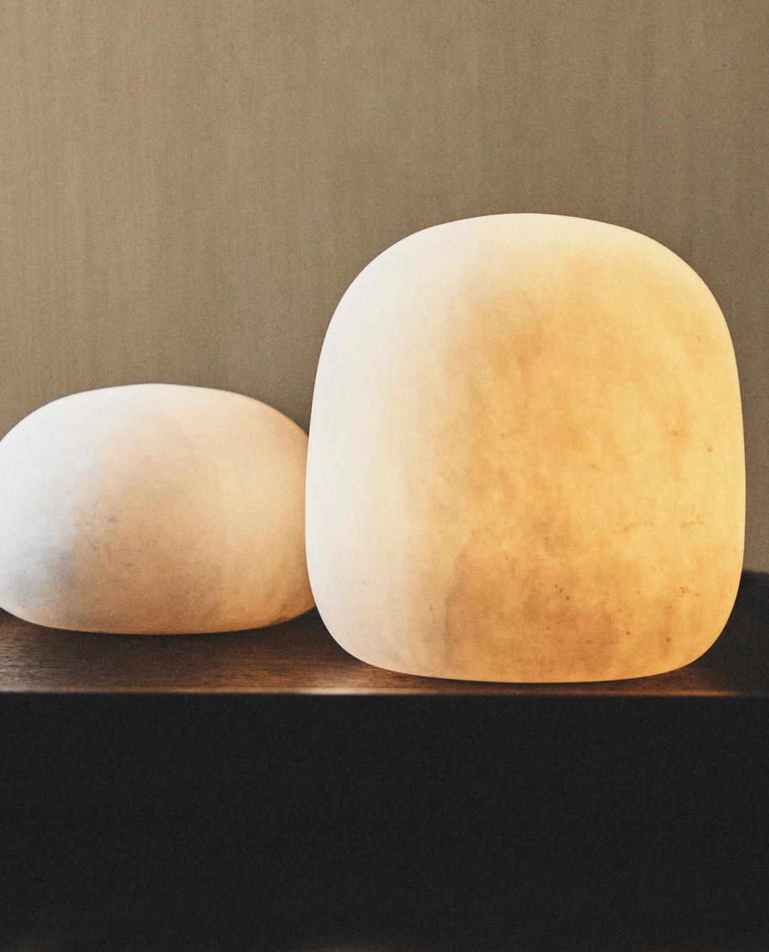 세미 타원형 알라바스터 스탠드 조명