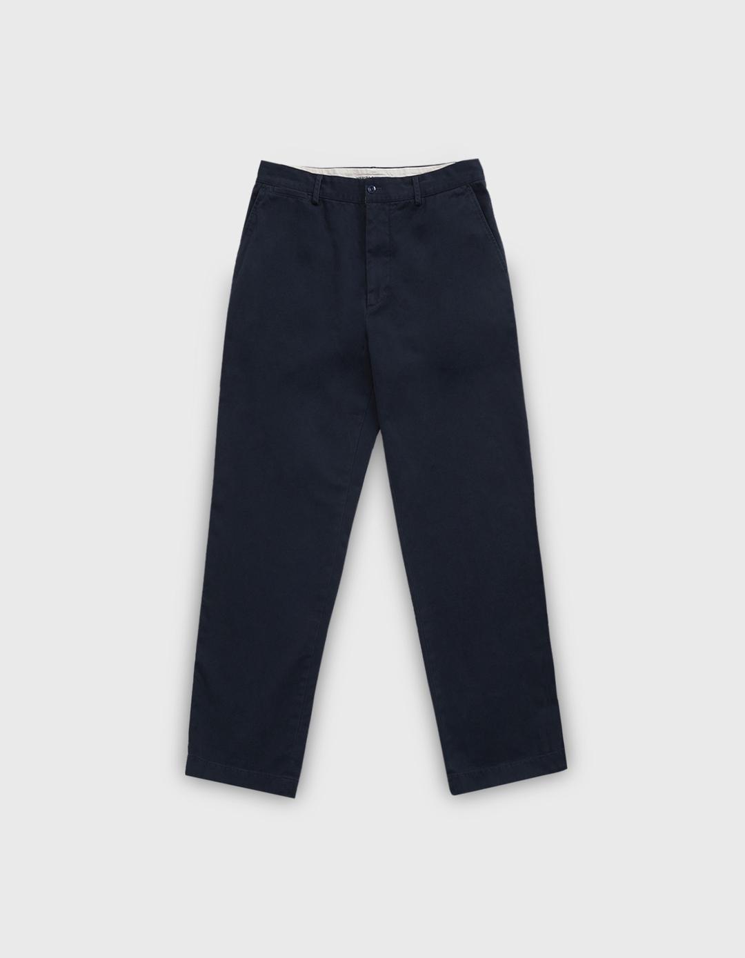 STONE WASHED CHINO PANTS / Navy