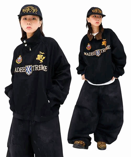 빈티지 넘버링 블루종 자켓