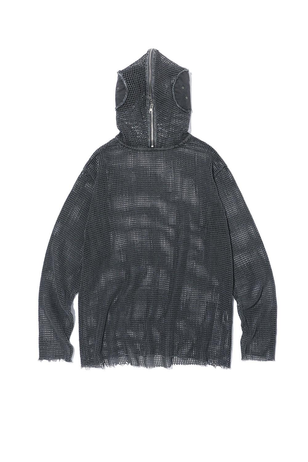 MESH ZIP HOODIE grey