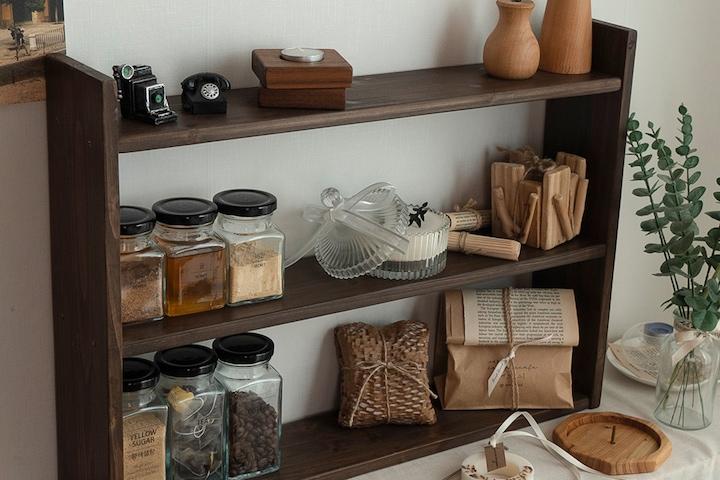 앤틱 주방 원목 미니 선반 3단 C600