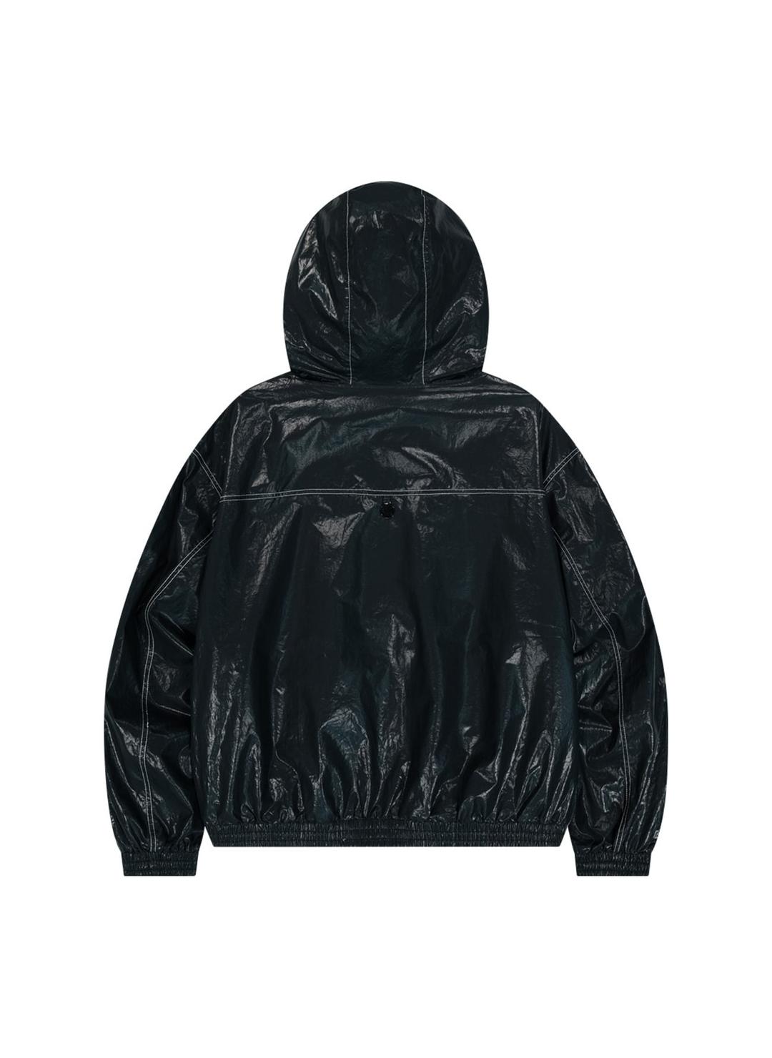 [UNISEX] Cotton Crop Hood Jacket-Black