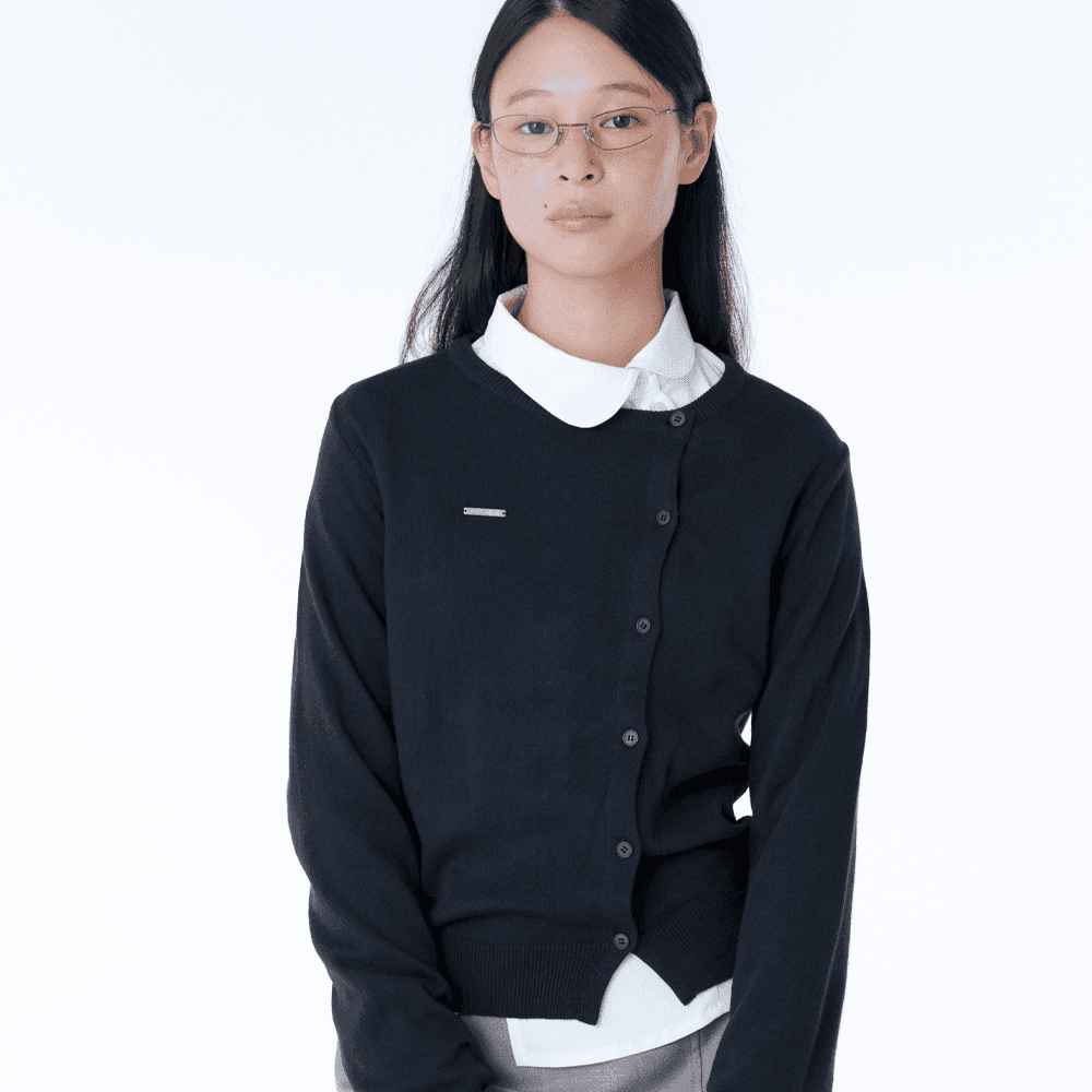 [29CM 단독]Unbalanced knit cardigan NAVY