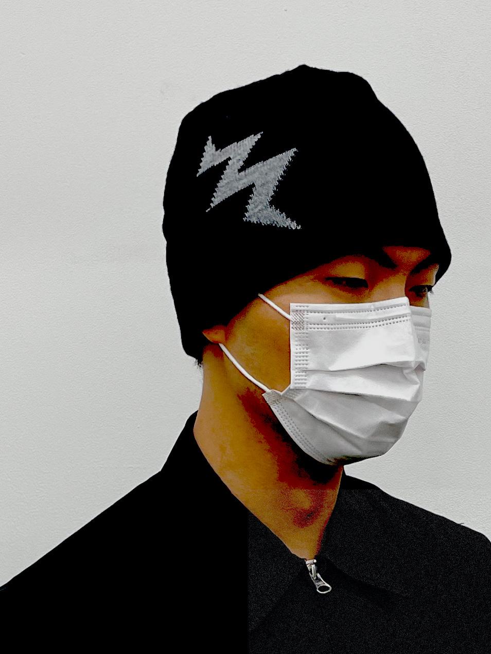 beanie, bolt jacquard, black