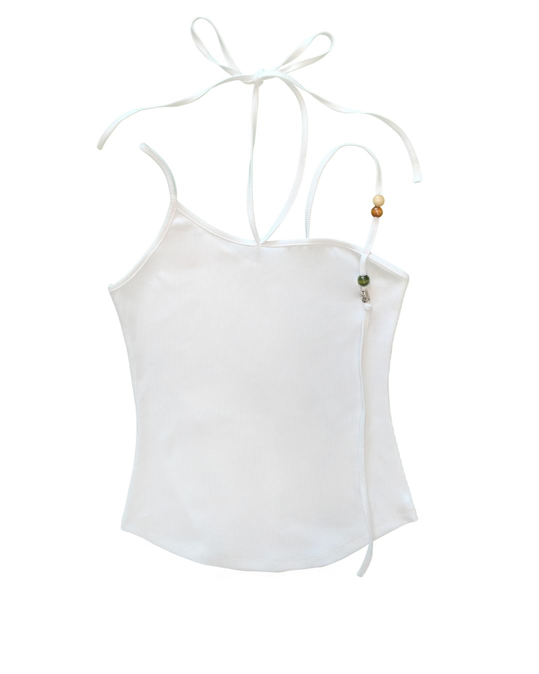 MY WOOD - CUT SLEEVELESS SHIRT ( WHITE )