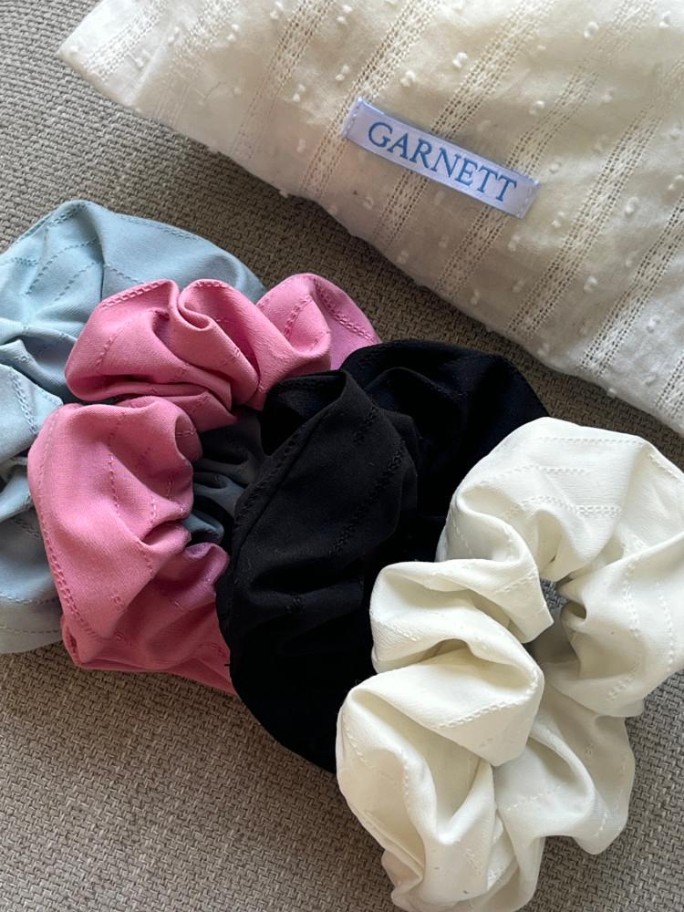 [가넷] 오트 자수 스크런치 헤어슈슈 곱창