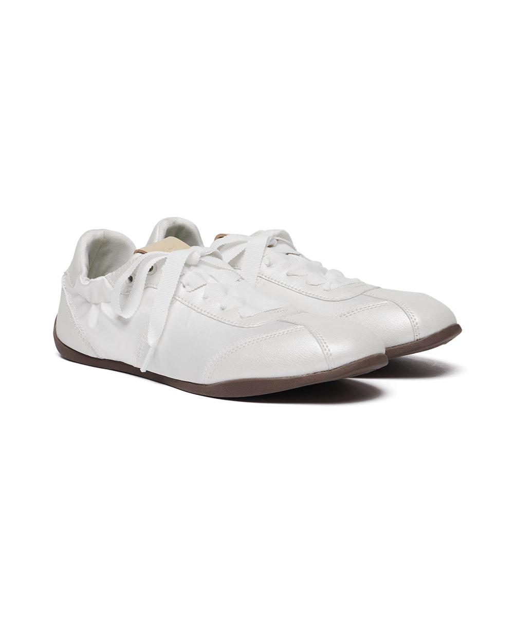 [NEW 10%ㅣ05.14이내 출고] SCRUNCH LACEUP FLAT SNEAKERS - CREAM