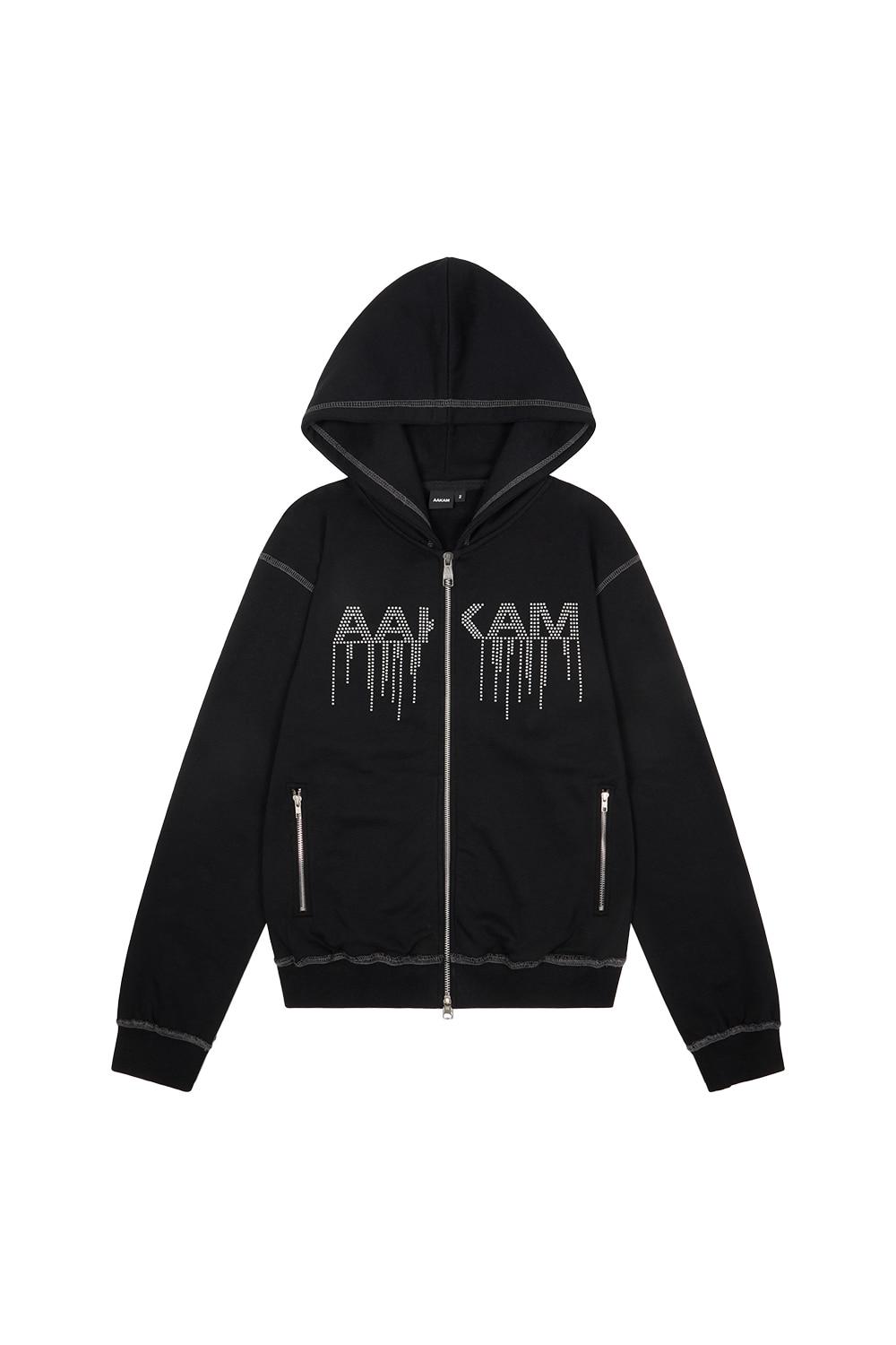 AKM Rhinestone Zip-Up Hoodie (Black)