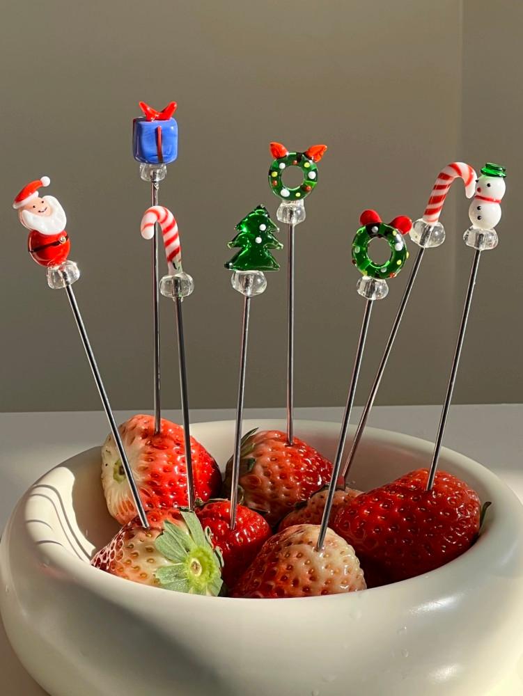 크리스마스 러블리 키치 과일꽂이 포크세트