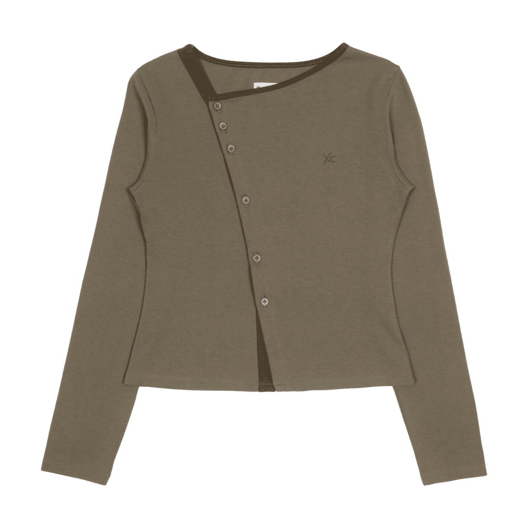 TCM twist button long sleeve (brown)