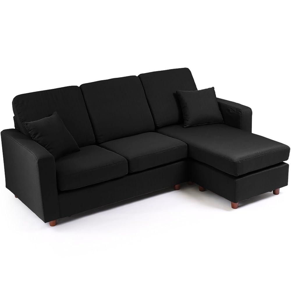 로우야 일본 패브릭 가죽 거실 카우치 소파 3인용 코너형