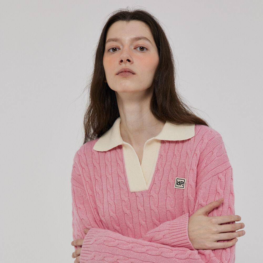 Cable pullover knit_pink