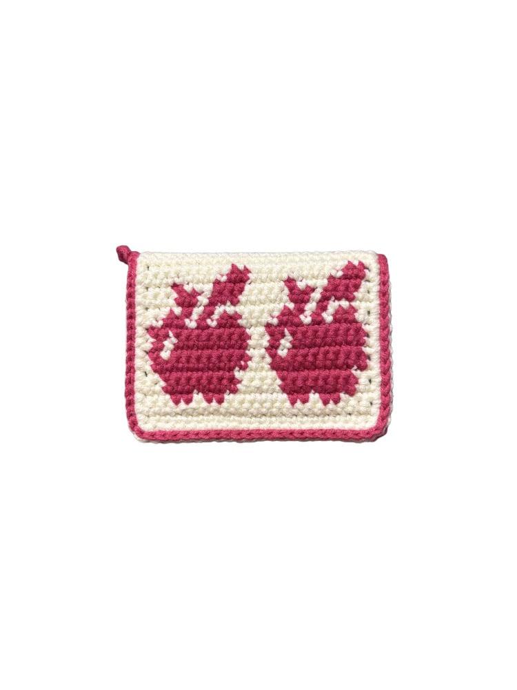 compact card wallet / pink apple