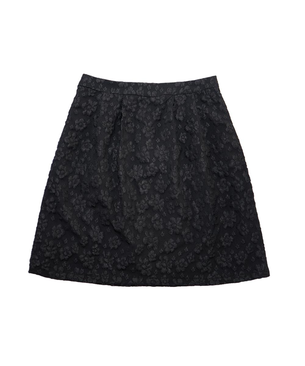 PINTUCK JACQUARD MIDI SKIRT [BLACK]