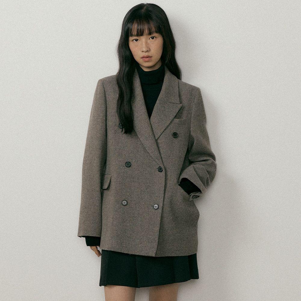 wool double classic jacket-ash.brown