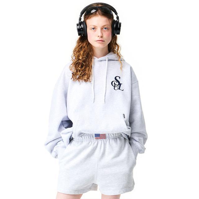Flocking Symbol Logo Hoodie White Melange