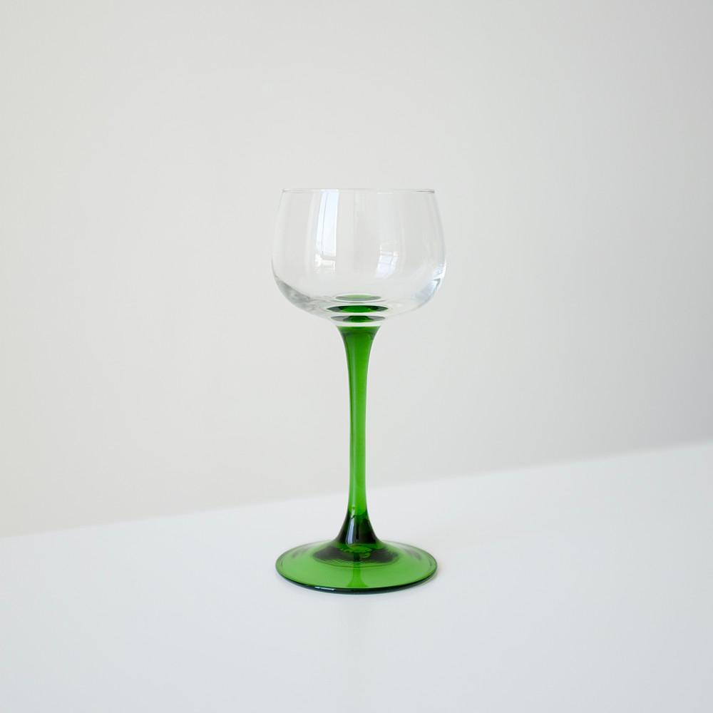 [vintage] Luminarc curved stem wine glass 그린 커브드 스템 와인 글라스