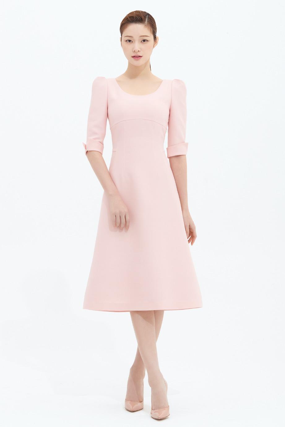 WOOL SILK U NECKLINE DRESS