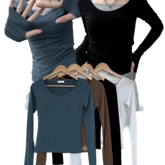 [당일출고/최저가/핏보장] 미우 u넥 워머 티셔츠