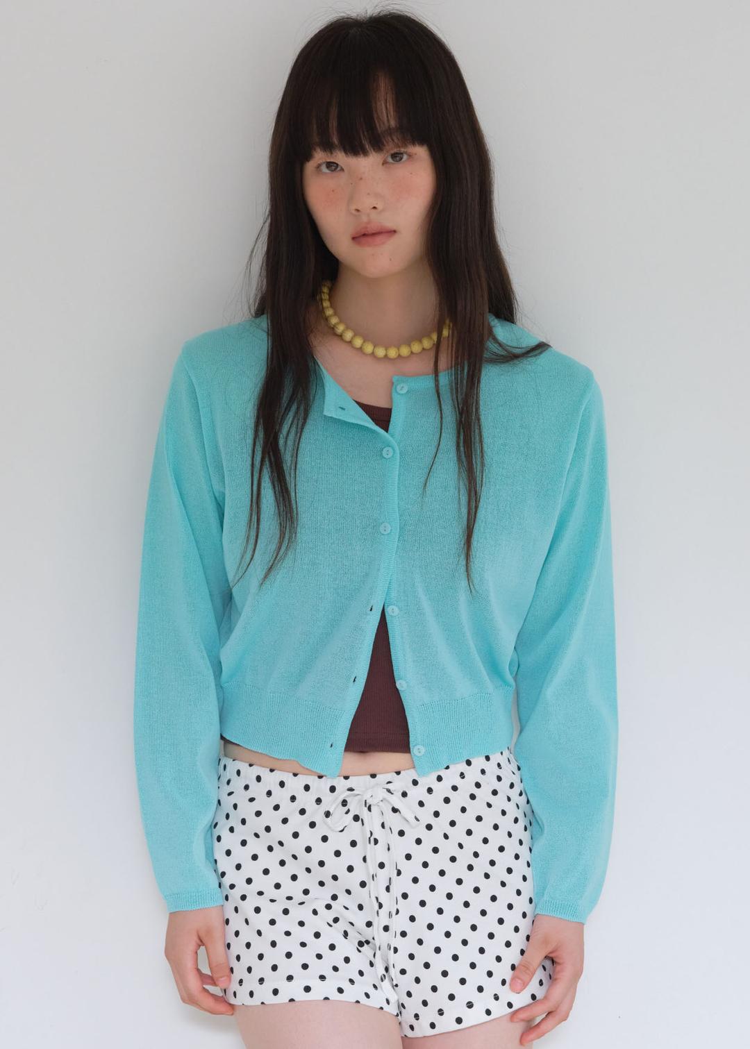 SUMMER ORGANZA LABEL CARDIGAN - MINT