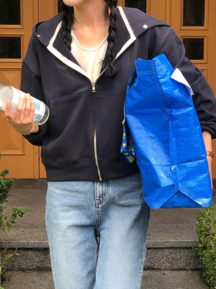 에그 스냅 단추 크롭 후드집업 ( 3 colors )