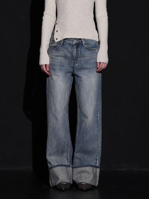 WIDE ROLLUP DENIM PANTS
