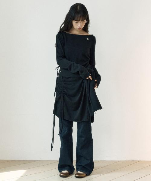 로씨로씨(ROCCI ROCCI)  클래식 심볼 스트링 니트 레이어드 스커트 [블랙] - 사이즈 & 후기 | 무신사