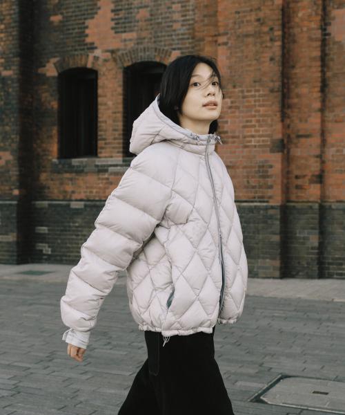 DIAMOND QUILTED DUCK DOWN, LIGHT GRAY