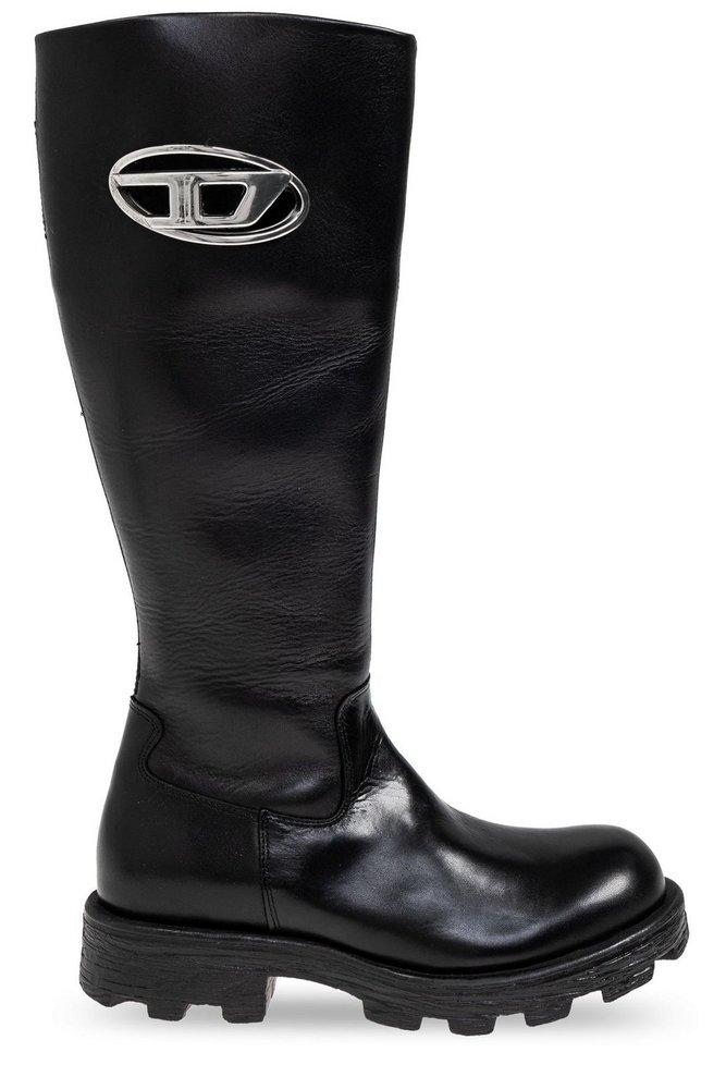 Diesel Oval D Logo Plaque Knee-Length Boots
