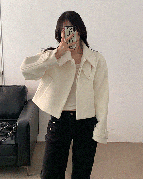 [주문폭주] [고퀄리티] 바크 울 하이넥 숏 자켓 코트 (2color) 울80