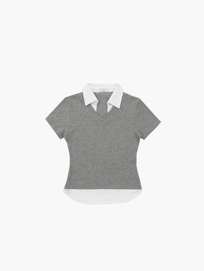 프롬뮤즈 collar layered half sleeve t-shirt