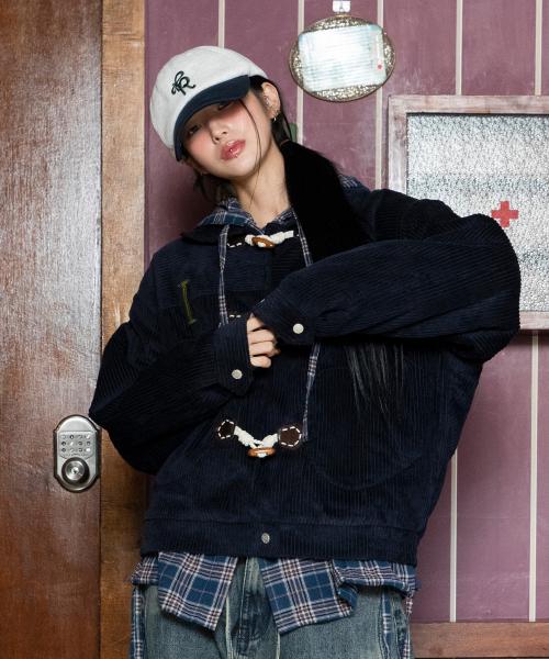 WXJ024 포카포카 코듀로이 뽀글이 자켓 (NAVY)