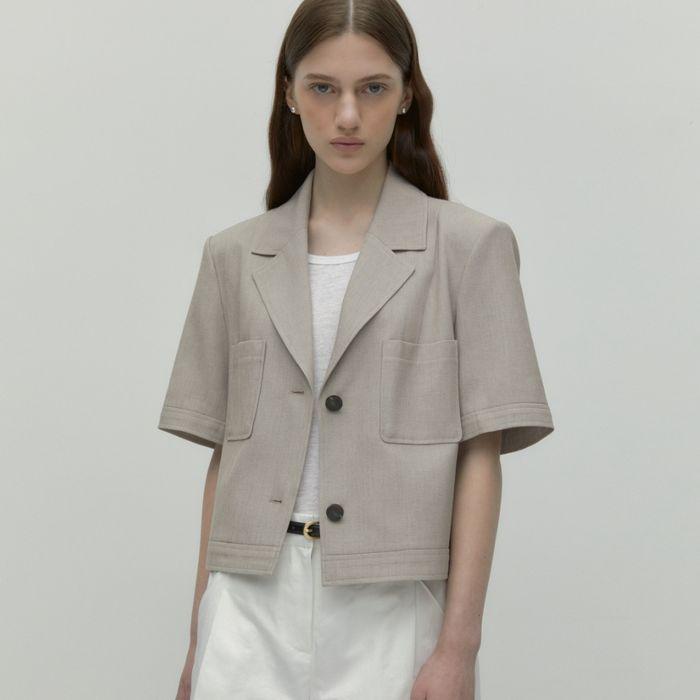 pocket tweed jacket - beige